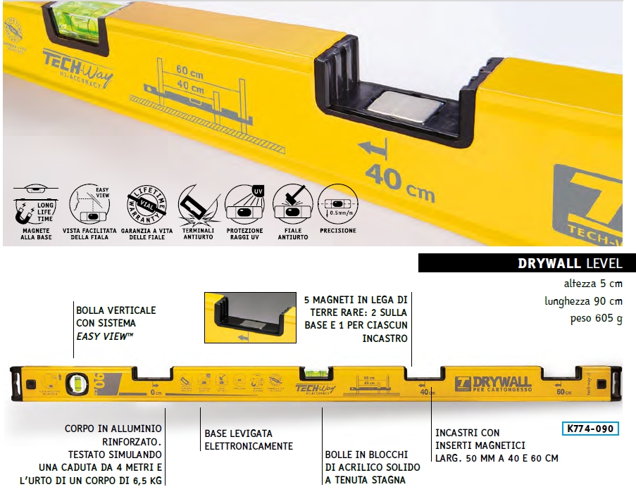 LIVELLA X CARTONGESSO 90CM