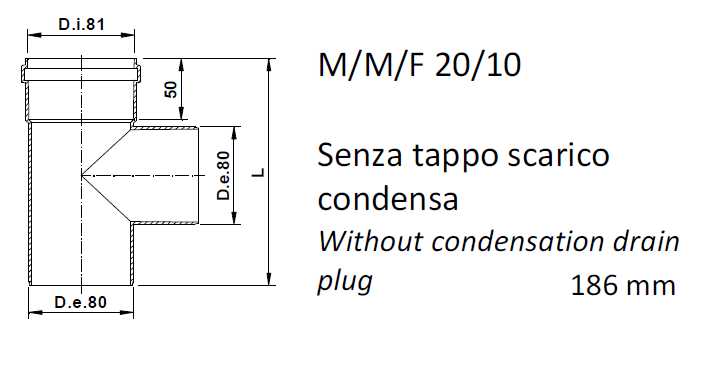 TEE ALLUMINIO BIANCO diametro 80  