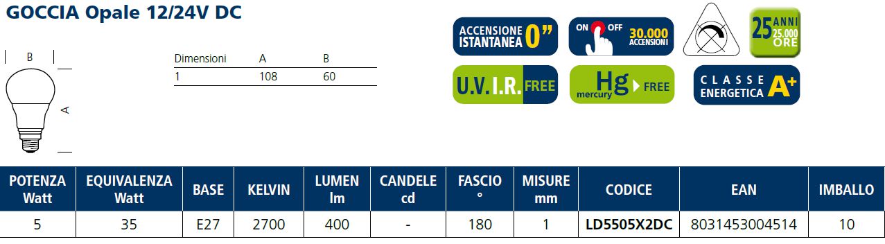 LAMP LED GLOBO E27 13.5WFR