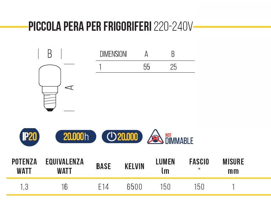 LAMP LED FRIGO E14 1.3W   