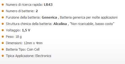 DURACELL BATT LR43 BL/2 PZ