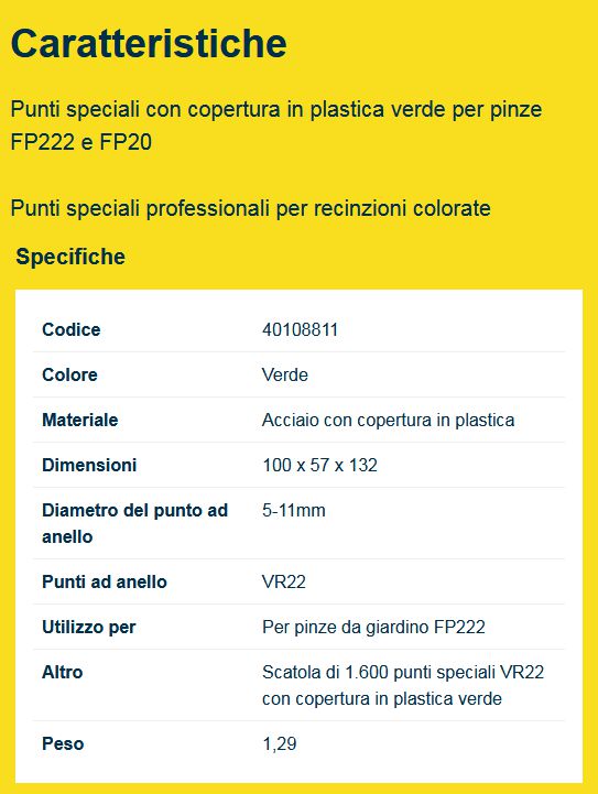 PUNTI PER RETI PLAST. VR22