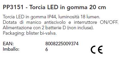 TORCIA LED GOMMA 20cm 18LM