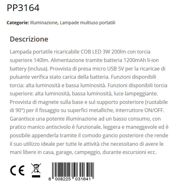 LAMPADA STILO COB LED USB 