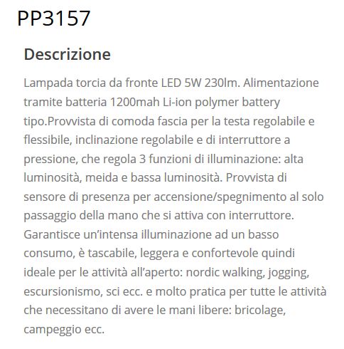 TORCIA FRONTE LED 5W USB  
