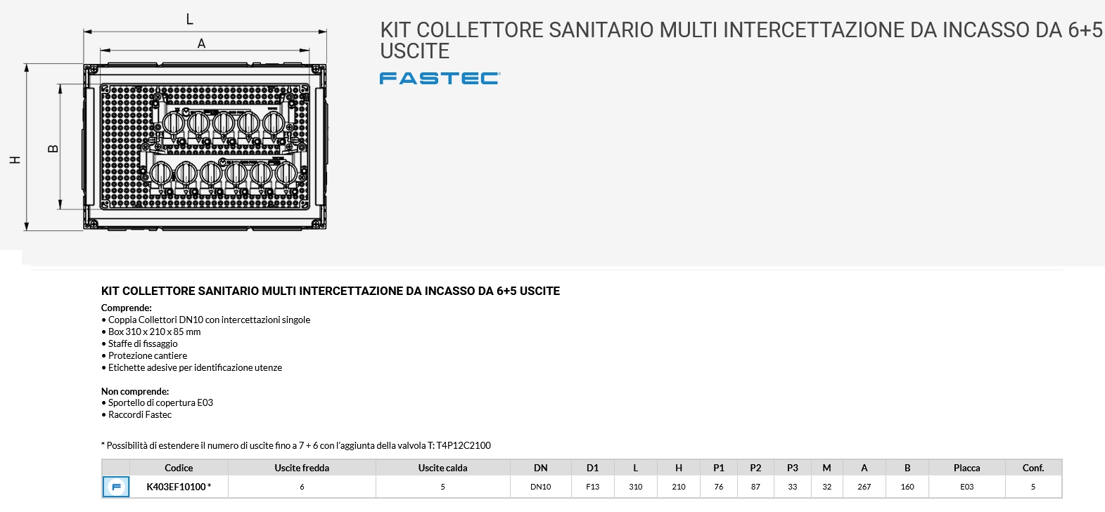 COLL SANIT C/VA 6+5 FASTEC