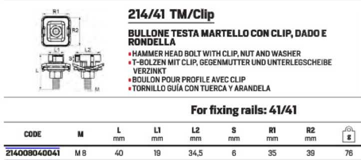 BULL.T/MAR M8X40 CLIP 41  