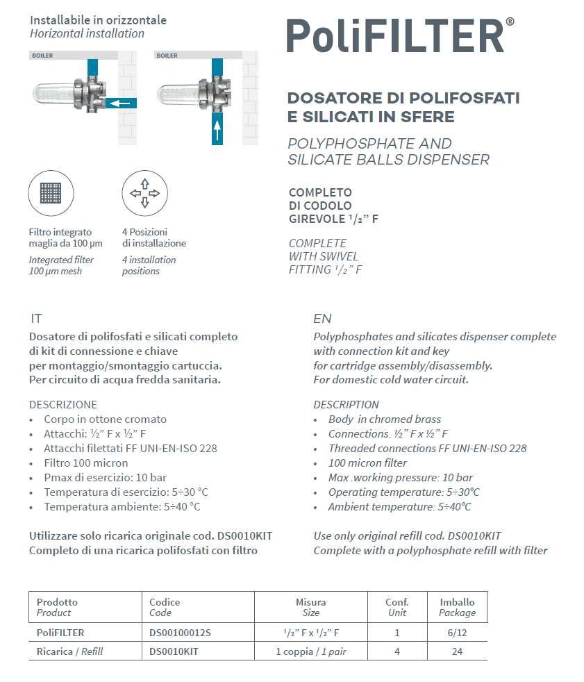 DOSATORE POLIF 1/2 C/BYPAS