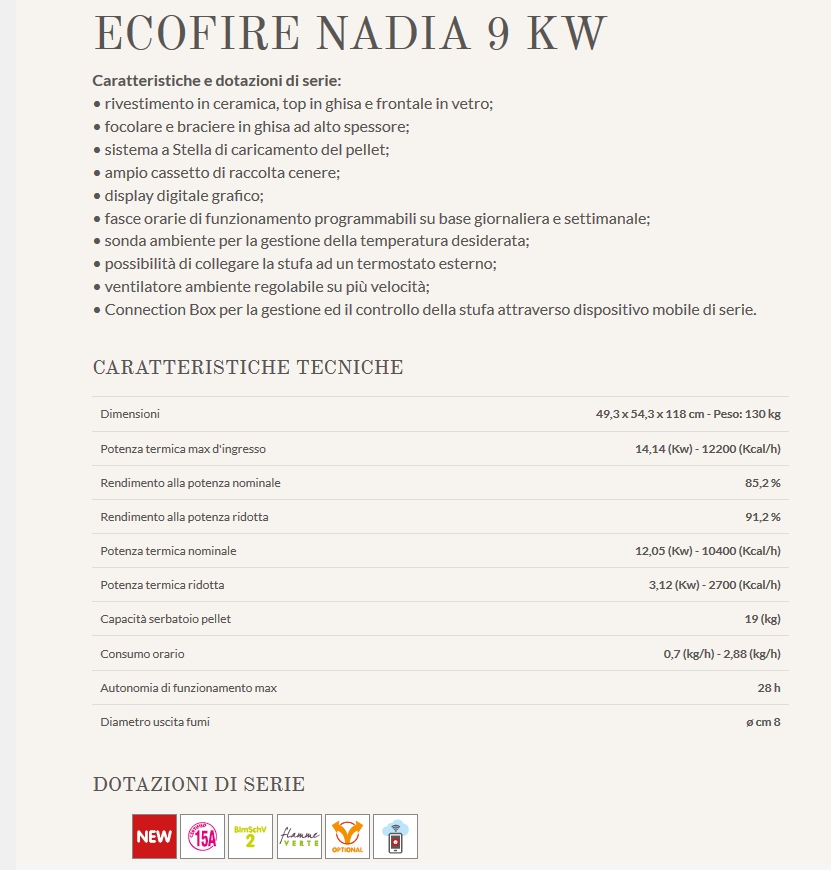 STUFA PELLET NADIA 9KW    