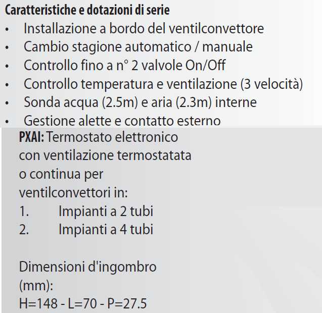 PANNELLO COMANDI PXAI     