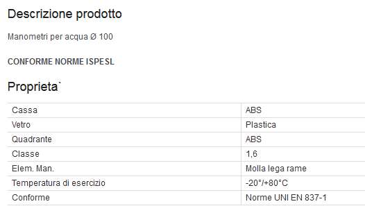MANOMETRO RAD 0-6 diametro 100 1/2