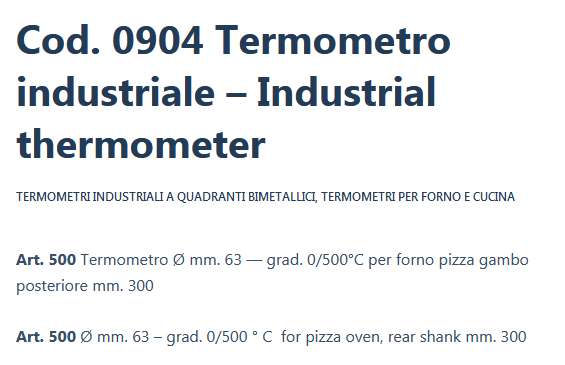 PIROMETRO diametro 63 0-500? 10cm 