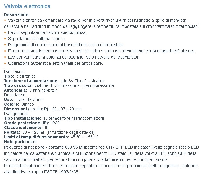VALVOLA ELETTRON. WIRELESS