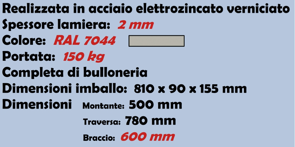 MENSOLA X PDC L.60 P.150KG