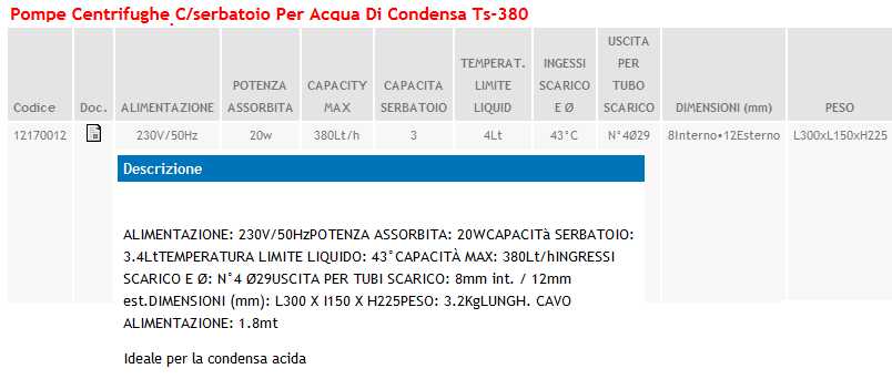 POMPA CONDENSA TS 380  6MT