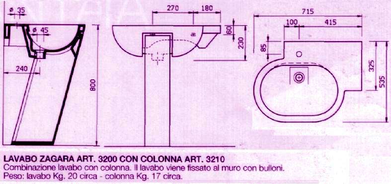 LAVABO 72 ZAGAR       BIAN