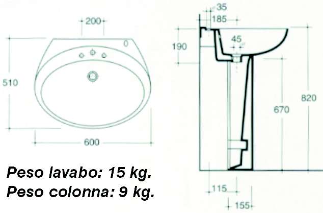 LAVABO cm 60 OLA' BIANCO  