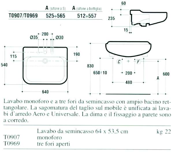 LAVABO SEMINC. CONCA  BIAN