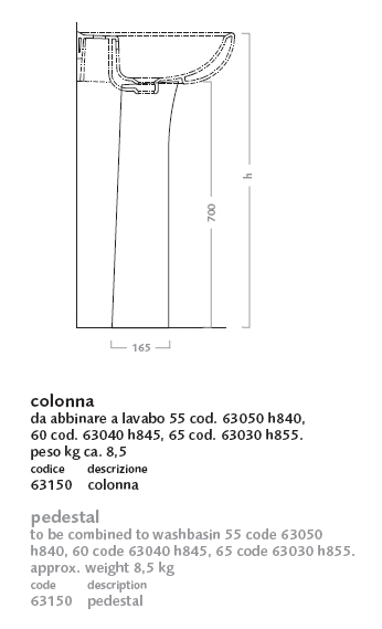 LAVABO 55 COLIBRI'  BIANCO