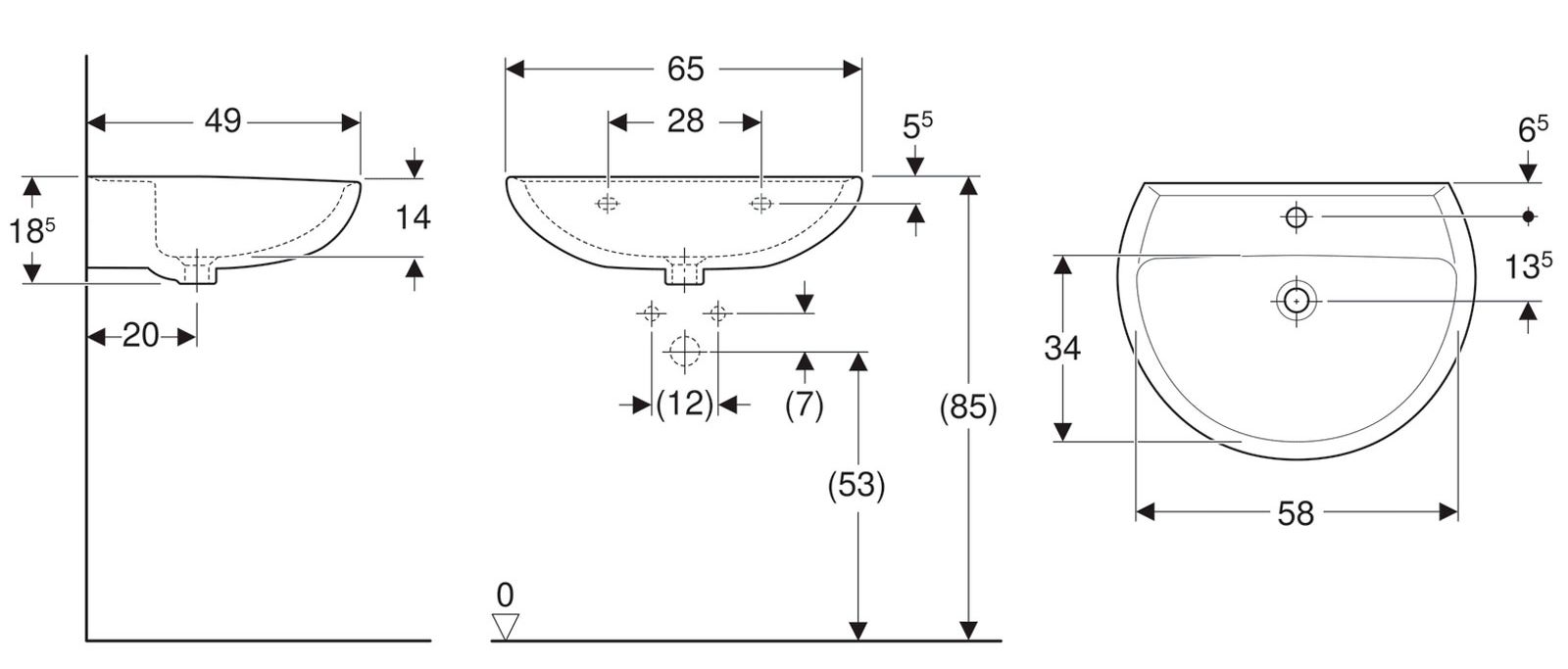 LAVABO 65 COLIBRI'  BIANCO