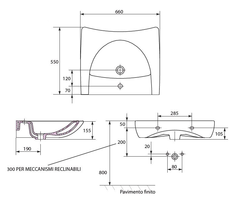 LAVABO OPEN C/TP 66x55    