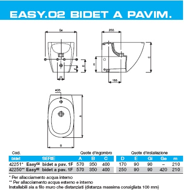 BIDET 1/FORO EASY.02 BIA. 