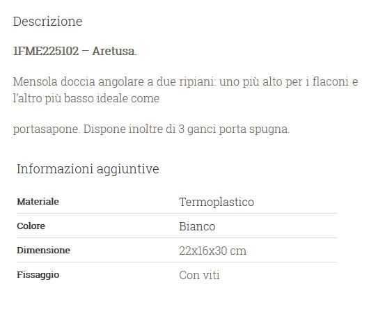 PORTAOGGET ANGOLARE DOCCIA