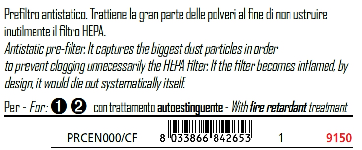 PREFILTRO AUTOESTINGUEN 2P