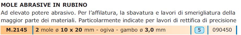 MOLE 2PZ diametro 10X20 OGIVA     