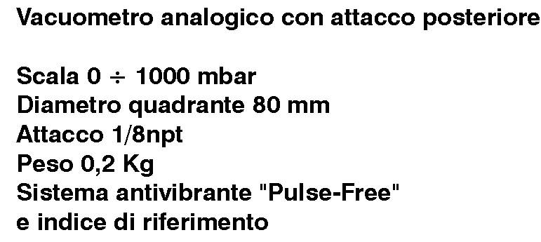 VACUOMETRO 0-1000mBAR 1/8M