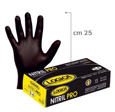 GUANTO NITRILE NERO 7 GRAMMI CONFEZIONE 100PZ NITRIL PRO LOGICA TAGLIA S