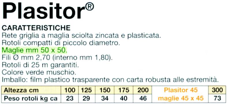 RETE PLASITOR 50     H 100