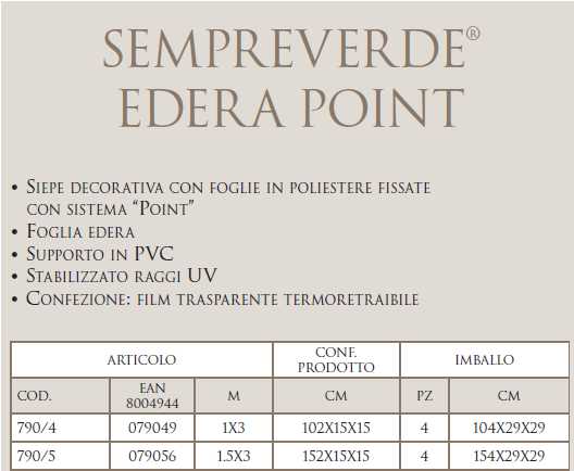 SEMPREVERDE EDERA H100 3MT