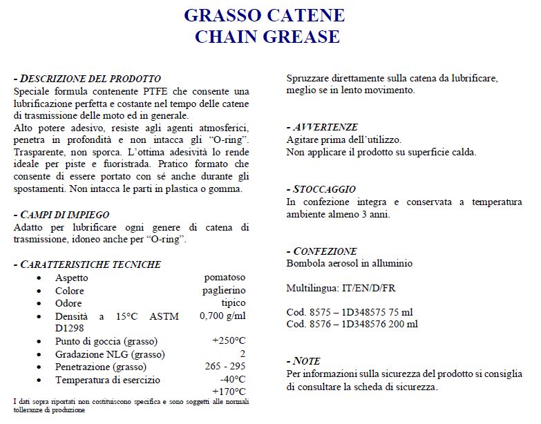 GRASSO CATENA MOTO 200 ML 