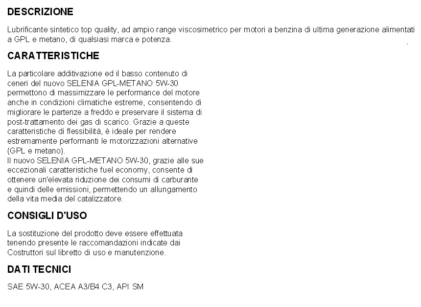 OLIO SELE.GPL/MET 5W30 1LT