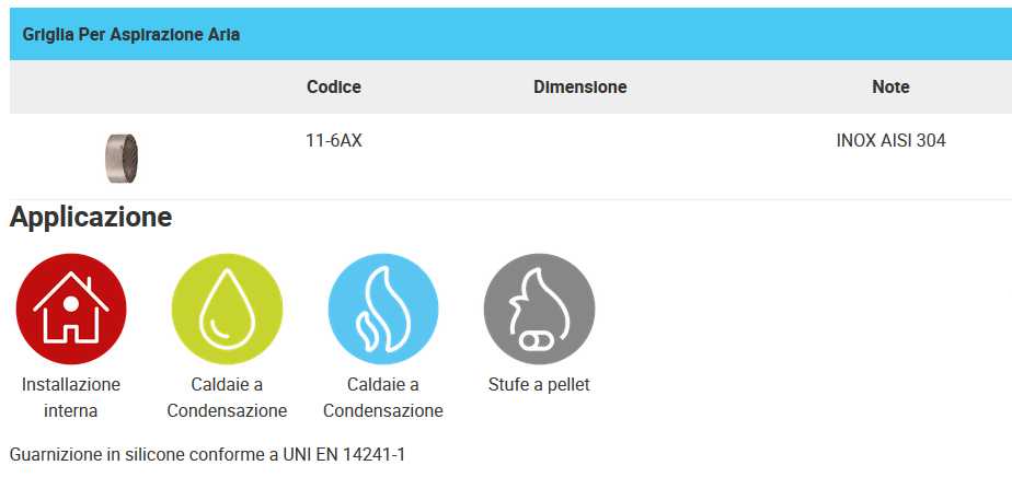 GRIGLIA ASPIRAZ. INOX diametro 60 