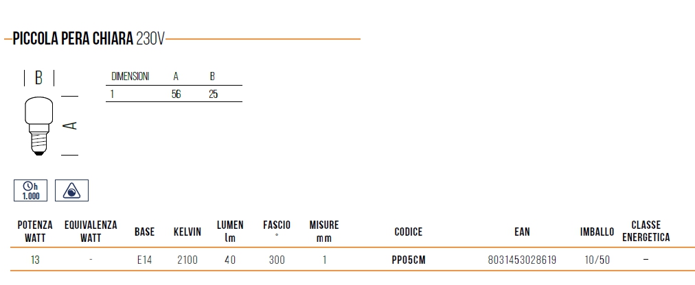 LAMP PERETTA E14 13W 40LM 
