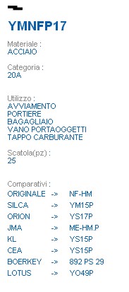 CHIAVE YMNFP17 | YM15P    