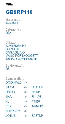 CHIAVE GB9RP110 | GT10DP  