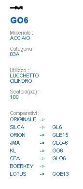 CHIAVE GO6 | GL6          