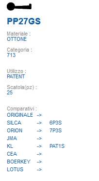 CHIAVE PP27GS | 6P3S      