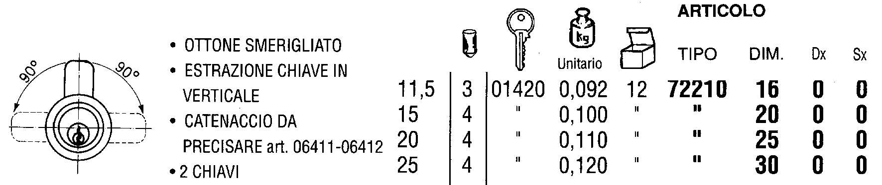 CILINDRO O/S x 01420 16 mm