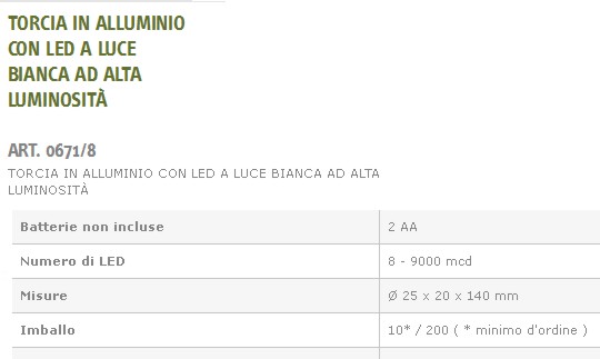 TORCIA ALLUM 8 LED ALTALUM