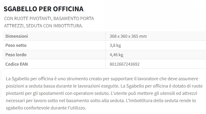 SGABELLO OFFICINA 0645/S  