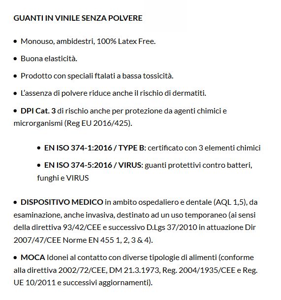 GUANTI VINILE 100PZ TG M  