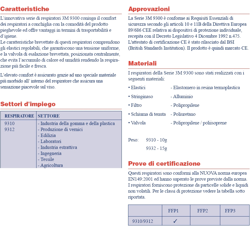 RESPIRATORE 9312+ FFP1 C/V