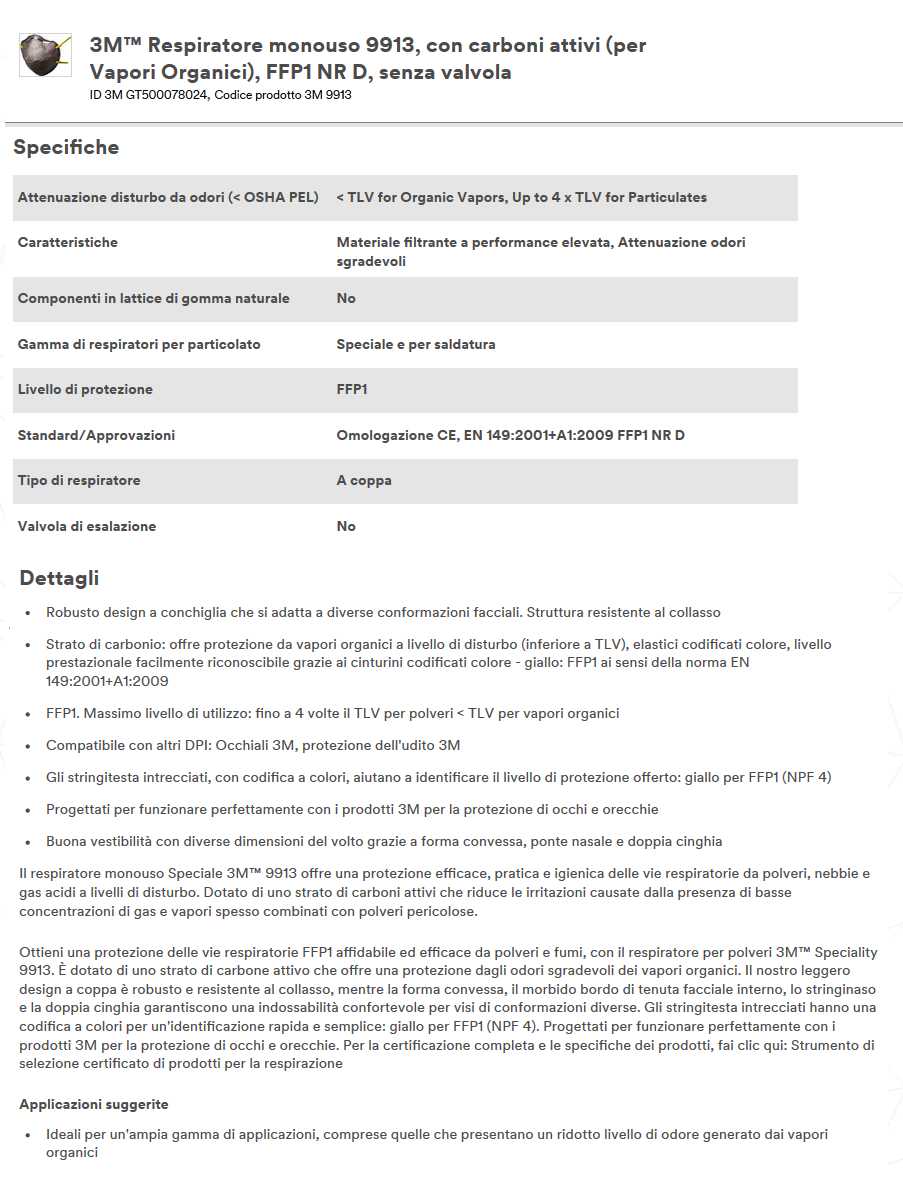 RESPIRATORE 9913 FFP1 20PZ