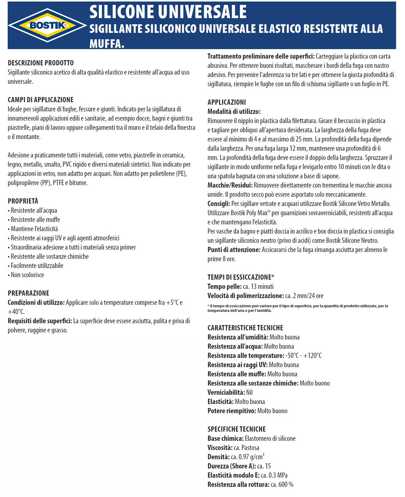 SIL BOSTIK UNI NERO  BLIST