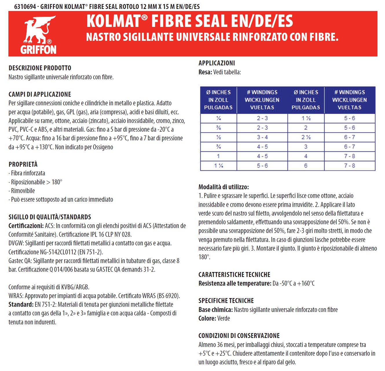 GRIFFON KOLMAT FIBRE SEAL 