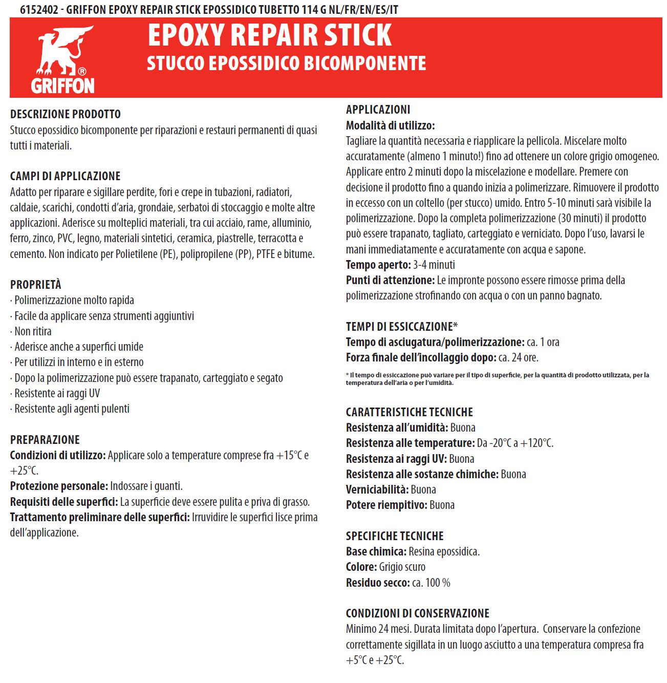 GRIFFON EPOXI REPAIR 114GR